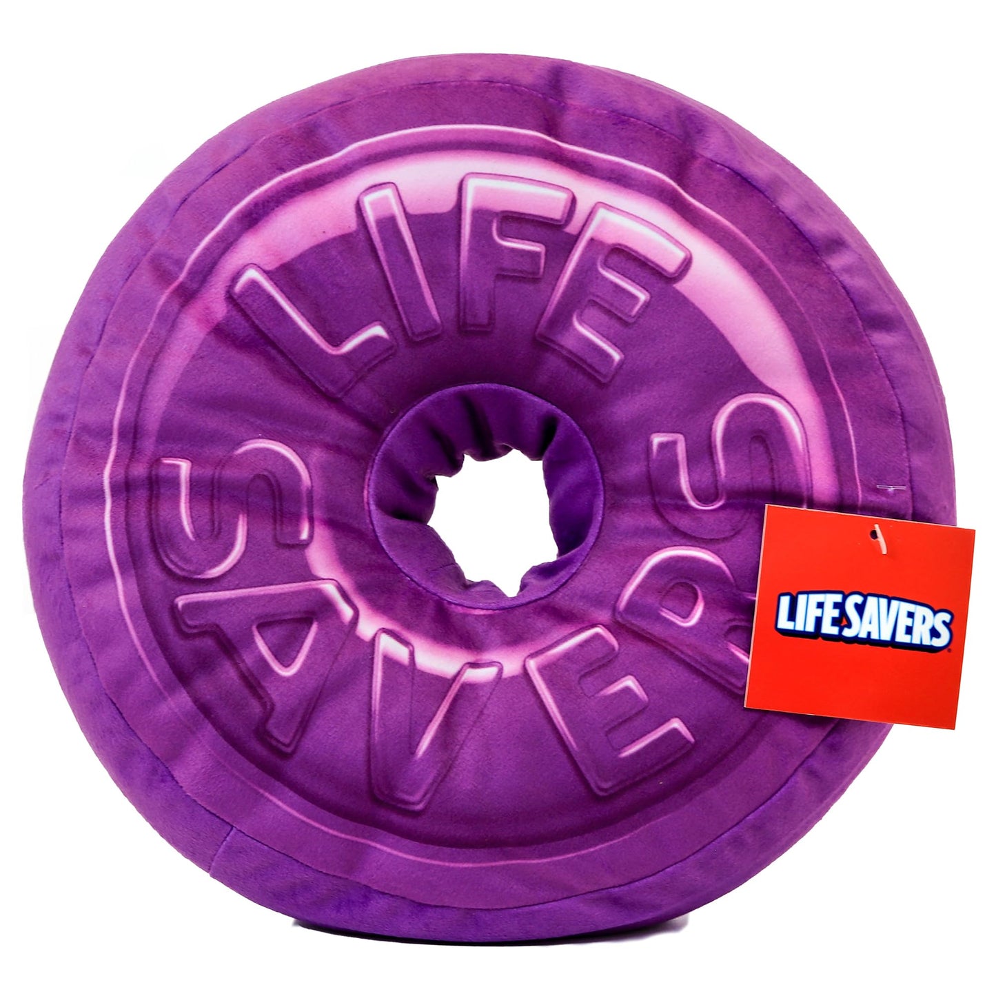 Lifesavers purple round cushion