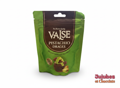 Sachet Valse, pistaches enrobées de chocolat au lait