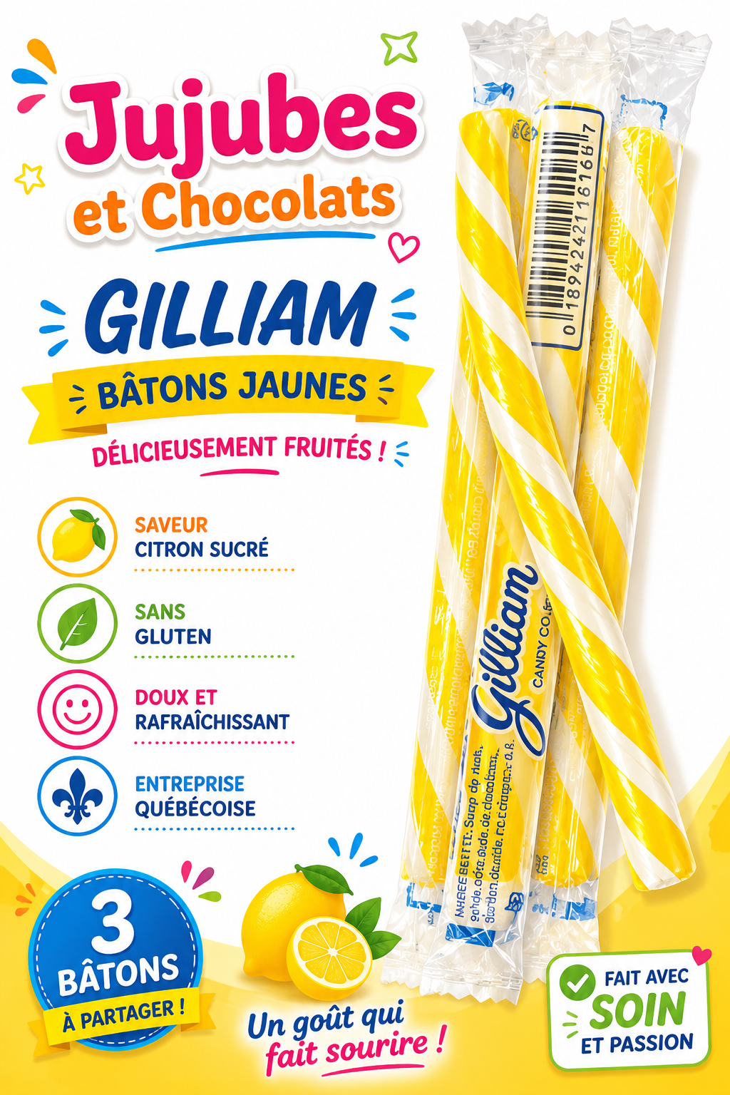 Gilliam Bâton à l'ancienne citron