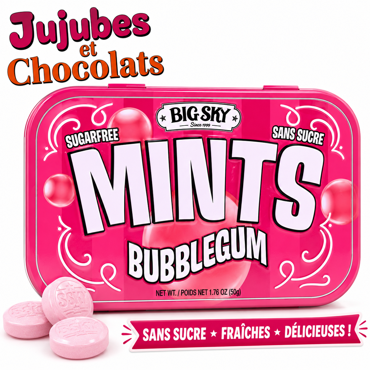 Big Sky Mints – Bubblegum Sans Sucre