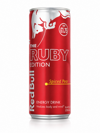 Canette Red Bull Ruby Edition poire épicée 250 ml, édition britannique