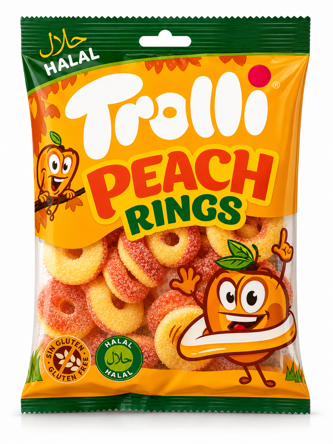 Trolli Peach Rings – Anneaux Pêche Halal Sans Gluten