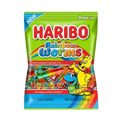 Sachet Haribo, vers gélifiés arc-en-ciel