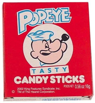 Paquet de bâtonnets sucrés rétro Popeye Candy Sticks