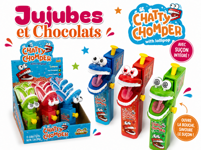 Sucette Kidsmania Chatty Chomper en forme de mâchoire, trois saveurs