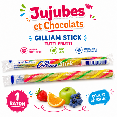 Bâton de bonbon à l'ancienne Gilliam tutti frutti