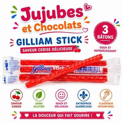 Bâton de bonbon à l'ancienne Gilliam à la cerise