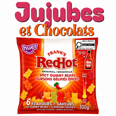 Sachet Huer x Frank's RedHot, oursons gélifiés épicés
