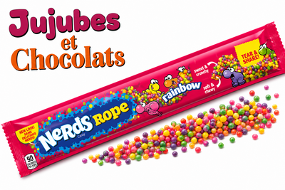Corde de jujube Nerds Rope arc-en-ciel enrobée de Nerds croquants