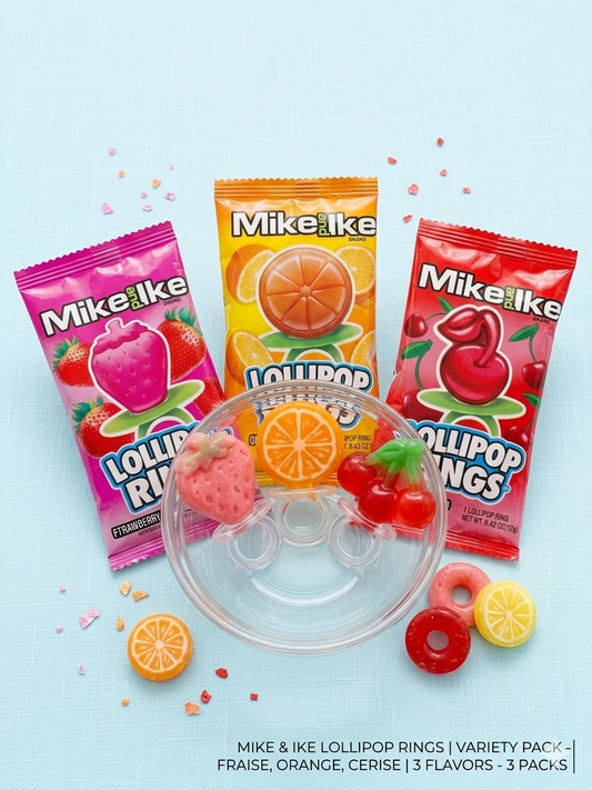 Mike and Ike Lollipop Rings – Fraise 12 g