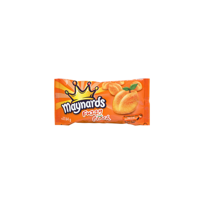 Sachet Maynards Fuzzy Peach, pêches gélifiées enrobées de sucre