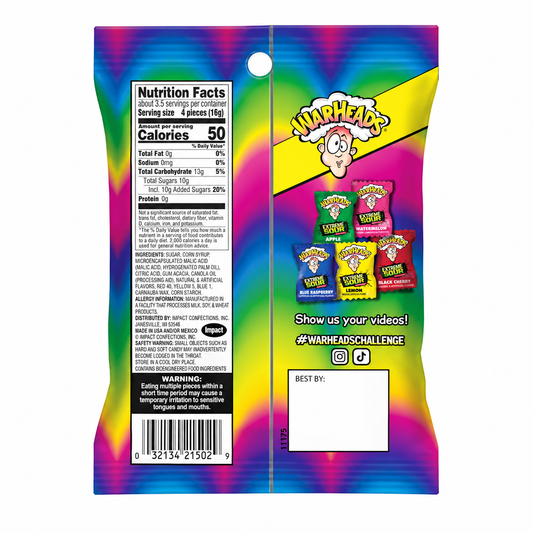Warheads – Bonbons Durs Extra Acidulés Assortis