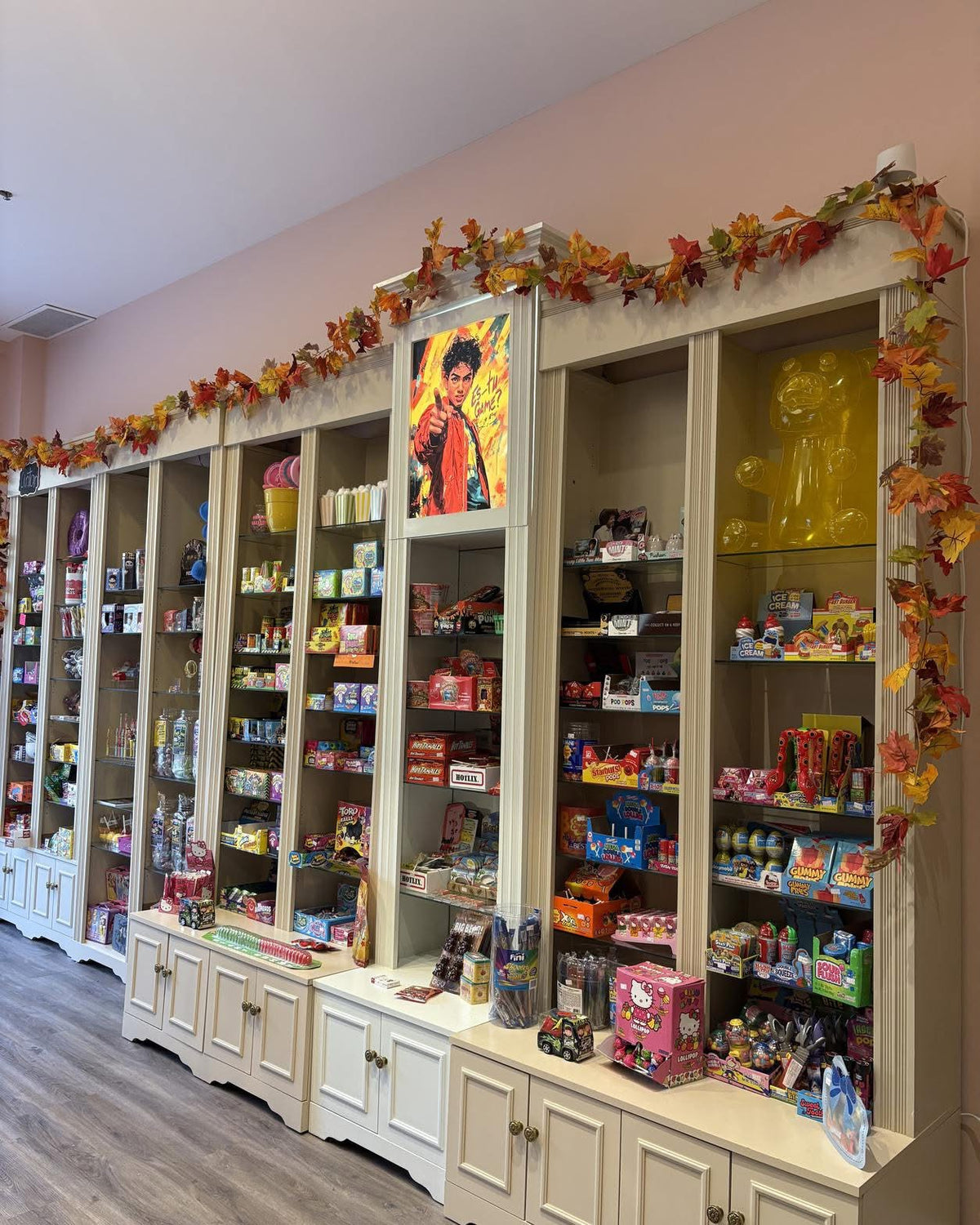 Les tablettes de bonbons et de friandises de la boutique Jujubes et Chocolats